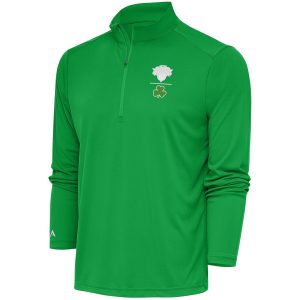 Antigua New Eye - catching York Knicks Kelly Green Shamrock Tribute Quarter Zip Pullover Top