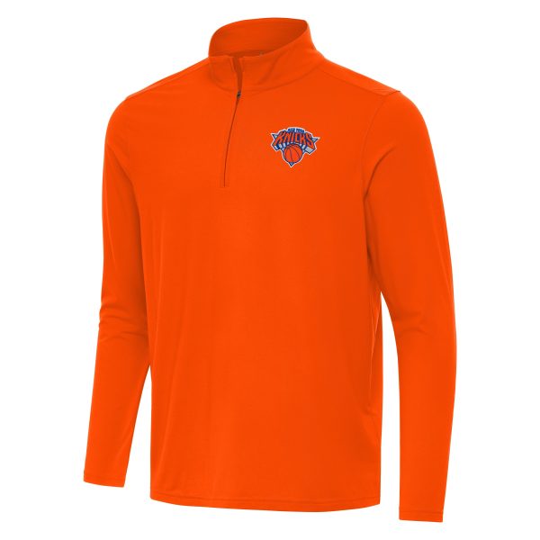 Antigua New York Knicks Orange Intent Unique Quarter Zip Top