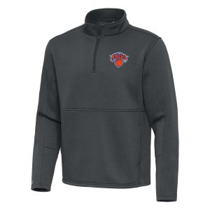 Antigua New York Knicks Fabulous Pewter Twist Quarter Zip Pullover Top