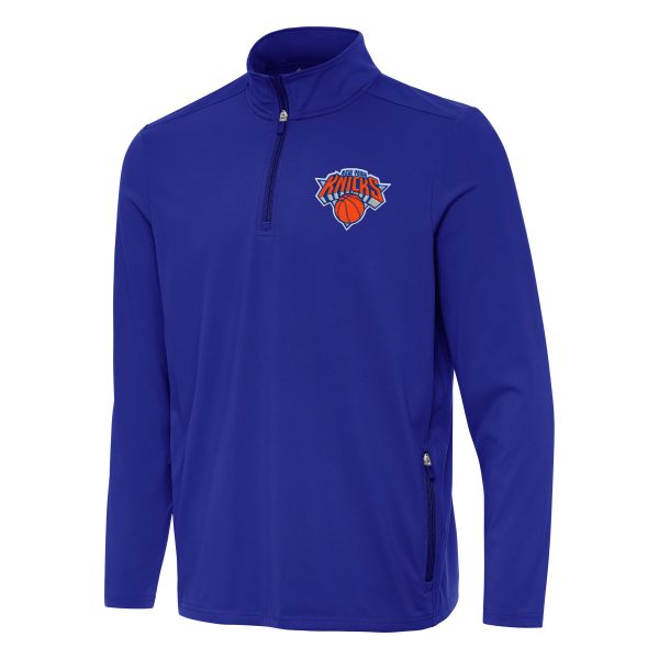 Antigua Stylish New York Knicks Royal Perilous Quarter Zip Sweatshirt