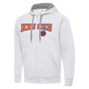 Antigua New York Gorgeous Knicks White Big & Tall Victory Full Zip Hoodie Jacket