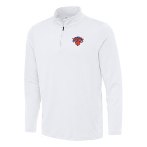 Antigua New York Knicks White Reprocess Eye - catching Quarter Zip Top