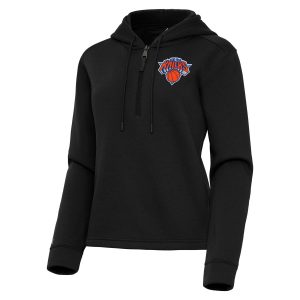 Antigua New Chic York Knicks Women's Black Contemporary Quarter Zip Hoodie