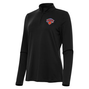Antigua New York Knicks Gorgeous Women's Black Reprocess Quarter Zip Top