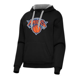 Antigua New Trendy York Knicks Women's Black Victory Pullover Hoodie