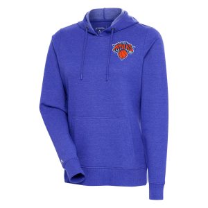 Antigua New York Knicks Women's Heather Blue Action Pullover Stylish Hoodie