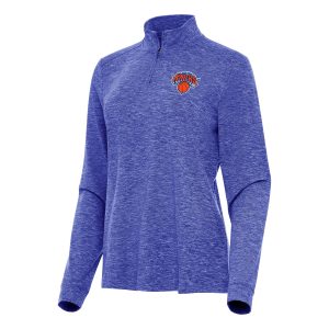 Antigua New York Knicks Unique Women's Heather Royal Mentor Quarter Zip Mock Long Sleeve Top