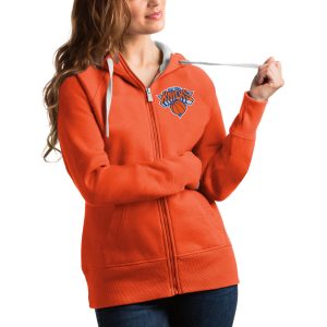 Antigua New Chic York Knicks Women's Orange Victory Full Zip Hoodie