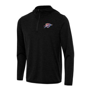 Antigua Trendy Oklahoma City Thunder Heather Black Tidy Quarter Zip Hoodie