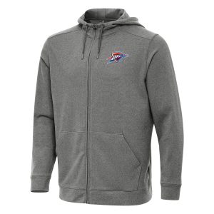Antigua Eye - catching Oklahoma City Thunder Heather Charcoal Effortless Full Zip Hoodie Jacket