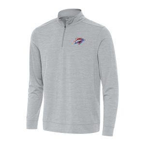 Antigua Oklahoma Eye - catching City Thunder Heather Gray Bright Quarter Zip Top