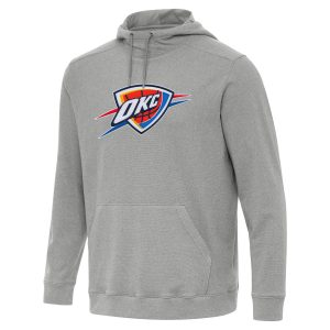 Antigua Oklahoma Trendy City Thunder Heather Gray Cloud Pullover Hoodie