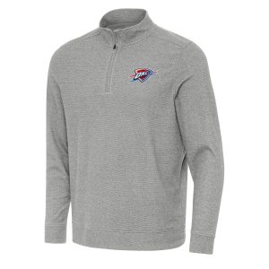 Antigua Oklahoma City Thunder Heather Gray Subtle Quarter Zip Sweatshirt Gorgeous