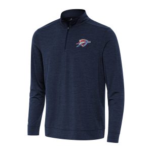 Antigua Oklahoma Eye - catching City Thunder Heather Navy Bright Quarter Zip Top