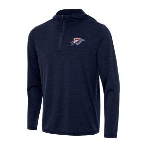 Antigua Oklahoma City Thunder Chic Heather Navy Tidy Quarter Zip Hoodie