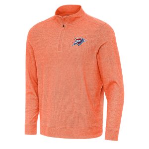Antigua Oklahoma City Thunder Heather Orange Subtle Quarter Zip Fabulous Sweatshirt