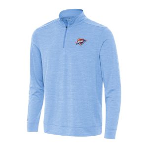 Antigua Oklahoma City Thunder Heather Powder Eye - catching Blue Bright Quarter Zip Top