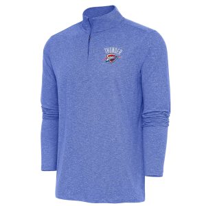 Antigua Oklahoma City Thunder Heather Royal Hunk Quarter Zip Elegant Pullover Top