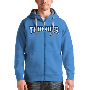 Antigua Oklahoma City Thunder Light Blue Victory Full Zip Gorgeous Hoodie