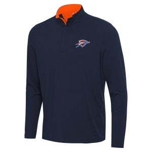 Antigua Oklahoma City Thunder Navy/Orange Content Premium Quarter Zip Top