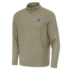Antigua Trendy Oklahoma City Thunder Olive Subtle Quarter Zip Sweatshirt