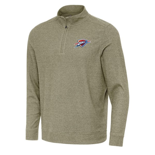 Antigua Trendy Oklahoma City Thunder Olive Subtle Quarter Zip Sweatshirt
