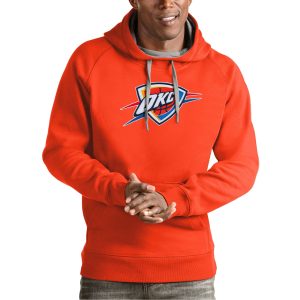 Antigua Oklahoma City Thunder Orange Team Premium Logo Victory Pullover Hoodie
