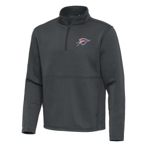 Antigua Oklahoma Gorgeous City Thunder Pewter Twist Quarter Zip Pullover Top