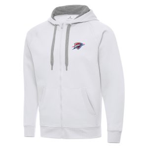 Antigua Oklahoma City Thunder White Big & Tall Stylish Victory Full Zip Hoodie Jacket