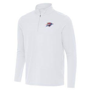 Antigua Stylish Oklahoma City Thunder White Intent Quarter Zip Top