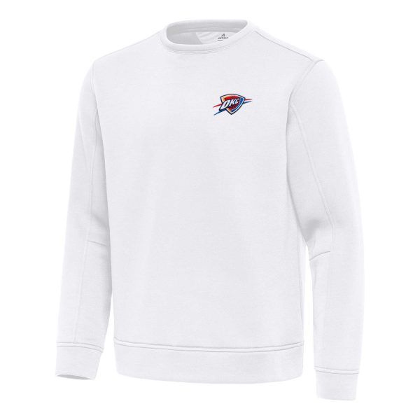 Antigua Unique Oklahoma City Thunder White Relevant Pullover Sweatshirt