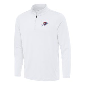 Antigua Oklahoma City Thunder White Elegant Reprocess Quarter Zip Top
