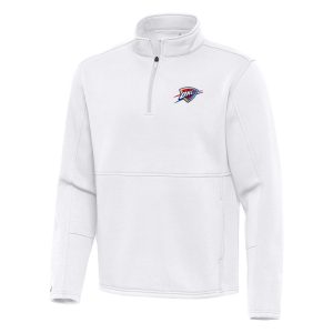Antigua Oklahoma City Thunder White Twist Quarter Zip Pullover Top Trendy