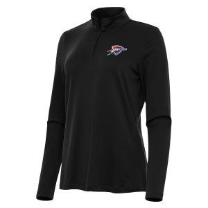 Antigua Oklahoma City Thunder Women's Elegant Black Reprocess Quarter Zip Top