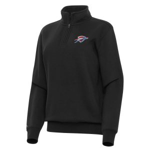 Antigua Oklahoma City Thunder Women's Black Victory Quarter Zip Premium Sweatshirt