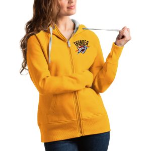 Antigua Oklahoma City Thunder Women's Gold Victory Full Chic Zip Hoodie
