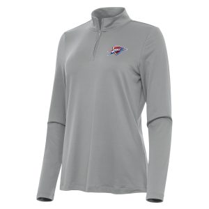 Antigua Unique Oklahoma City Thunder Women's Gray Reprocess Quarter Zip Top