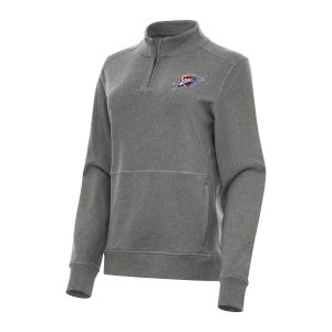 Antigua Oklahoma City Thunder Women's Heather Black Crush Quarter Zip Fleece Sweatshirt Gorgeous