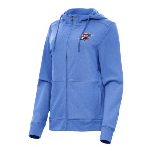 Antigua Fabulous Oklahoma City Thunder Women's Heather Blue Seeker Full Zip Hoodie Jacket