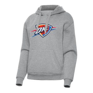Antigua Oklahoma City Stylish Thunder Women's Heather Gray Victory Pullover Hoodie