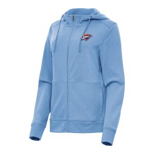 Antigua Oklahoma City Thunder Women's Heather Eye - catching Powder Blue Seeker Full Zip Hoodie Jacket