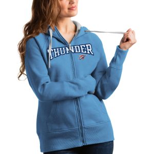 Antigua Oklahoma City Thunder Women's Light Blue Team Victory Gorgeous Full Zip Hoodie