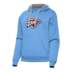 Antigua Oklahoma City Thunder Women's Gorgeous Powder Blue Victory Pullover Hoodie