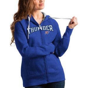 Antigua Oklahoma City Thunder Women's Royal Chic Team Victory Full Zip Hoodie