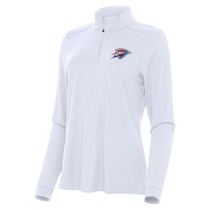 Antigua Oklahoma City Thunder Women's White Trendy Intent Quarter Zip Top