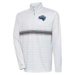 Antigua Elegant Orlando Magic Heather Gray/Black Bullseye Quarter Zip Pullover Top