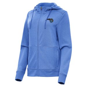 Antigua Orlando Magic Women's Heather Blue Seeker Trendy Full Zip Hoodie Jacket
