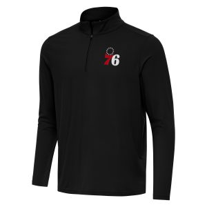 Antigua Philadelphia 76ers Stylish Black Intent Quarter Zip Top