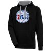 Antigua Eye - catching Philadelphia 76ers Black Victory Pullover Hoodie