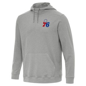 Antigua Philadelphia 76ers Heather Gray Fabulous Cloud Pullover Hoodie